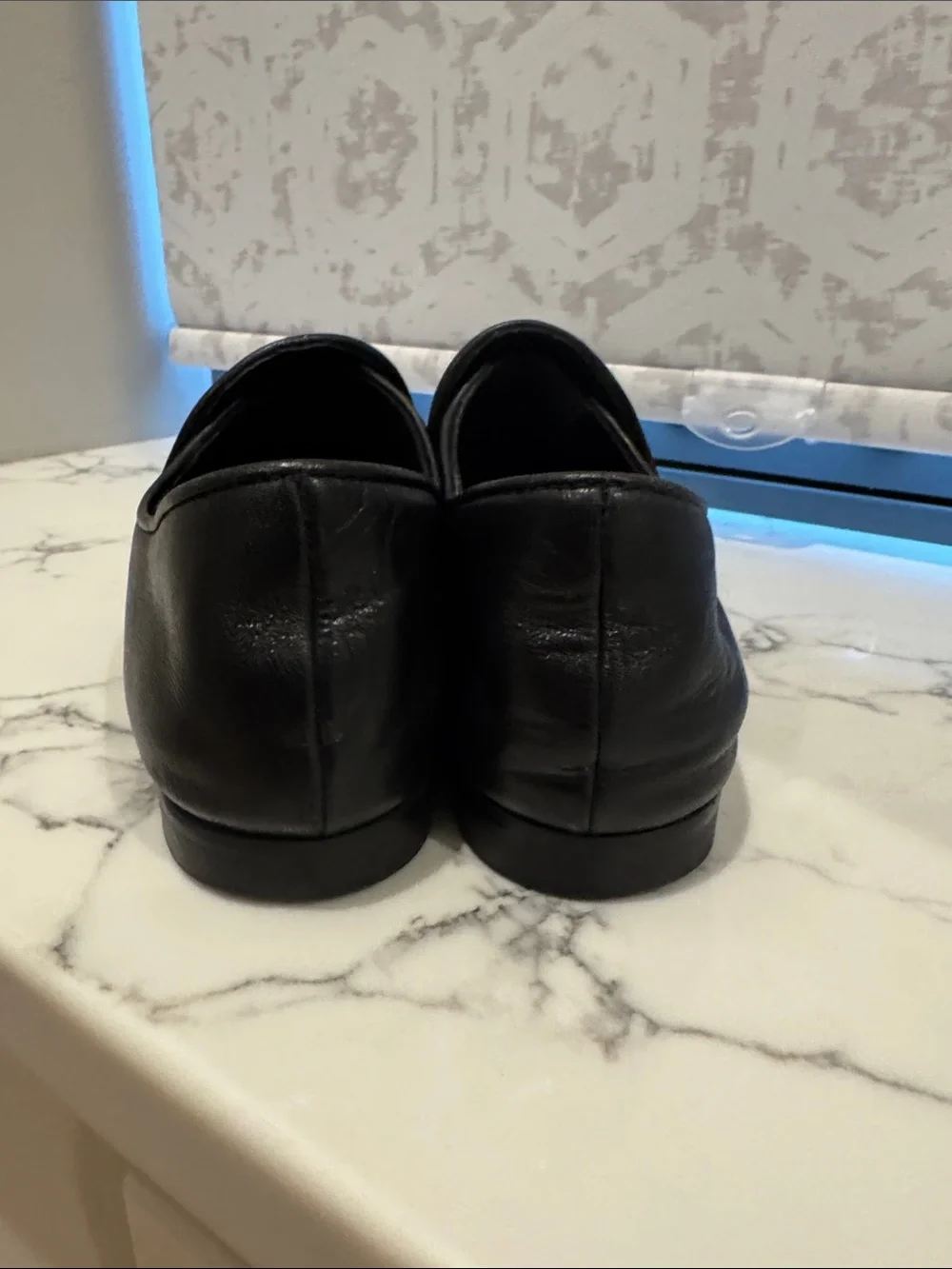 Aquatalia Black Leather Slip-On Loafers
